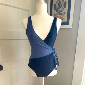 Quince Italian wrap one-piece swimsuit